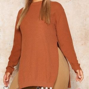 Boohoo Curve Side Split Tunic Sweater